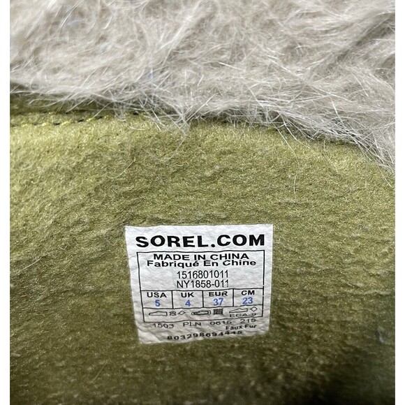 SOREL Snow Boots Women Sz 5 Waterproof Carnival Black Coral Faux Fur NY1858-011 - Picture 8 of 9